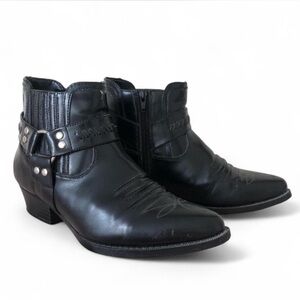 Vintage Black Biker Moto Boots Size 8